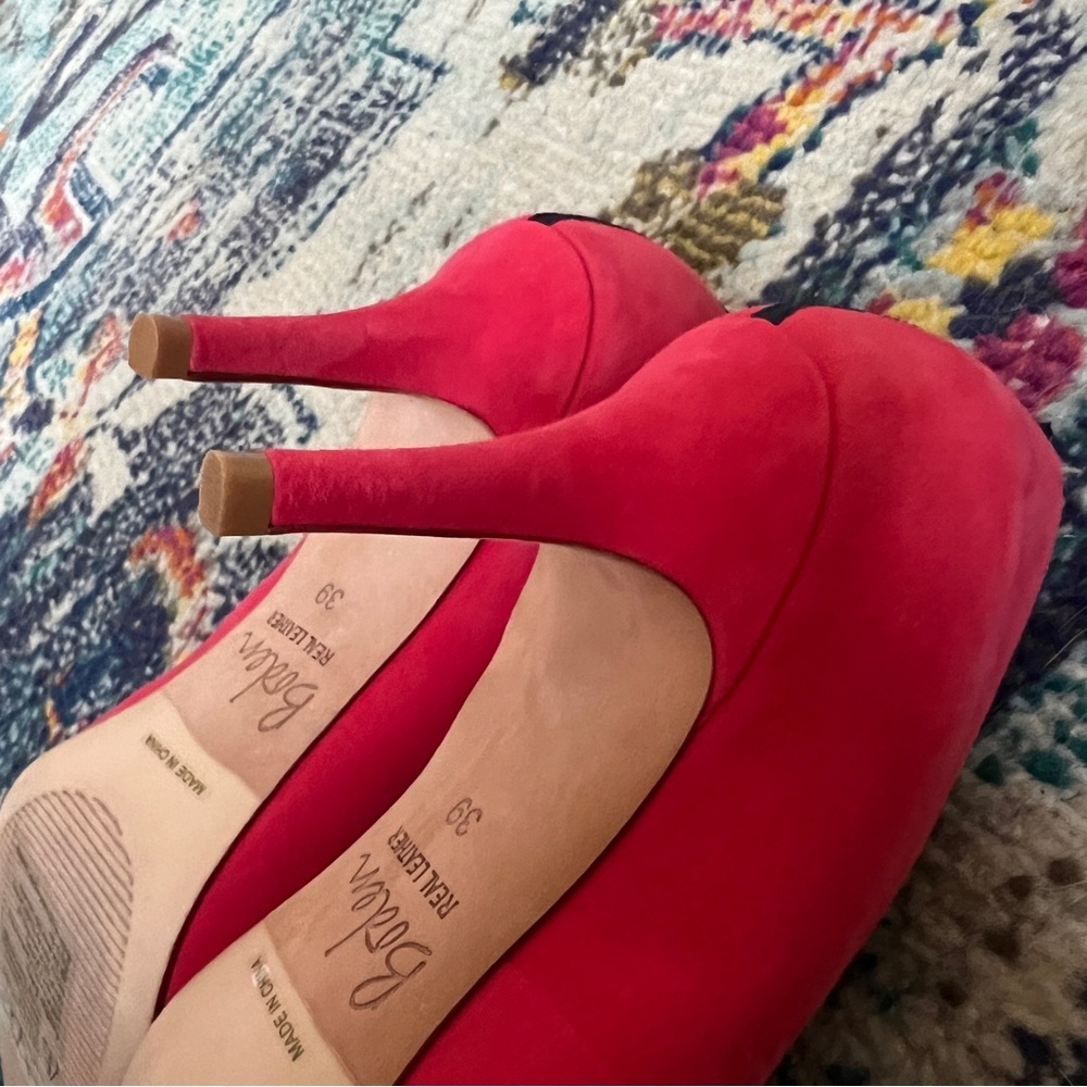 Boden Pink Suede Eleanor Pointed Toe Kitten Heels with Black Bow size 39 - Picture 5 of 9